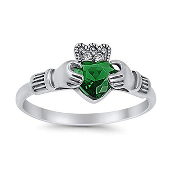 Halo Split Shank Vintage Style Simulated Green Emerald CZ Engagement Bridal Ring 925 Sterling Silver